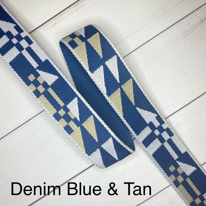 Geometric Webbing: Denim Blue & Tan