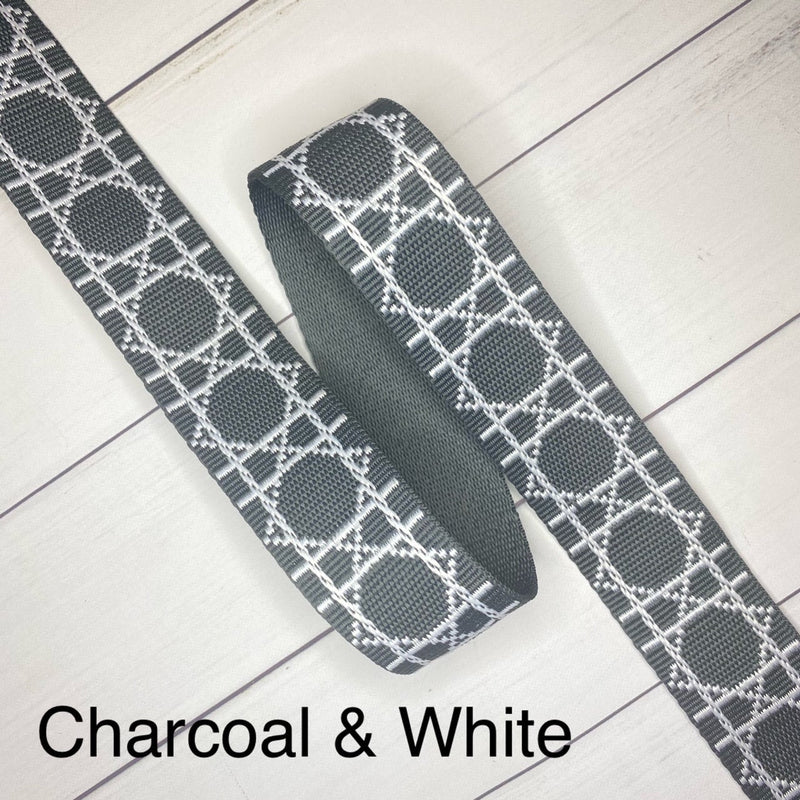 Diamond Webbing - Charcoal with White