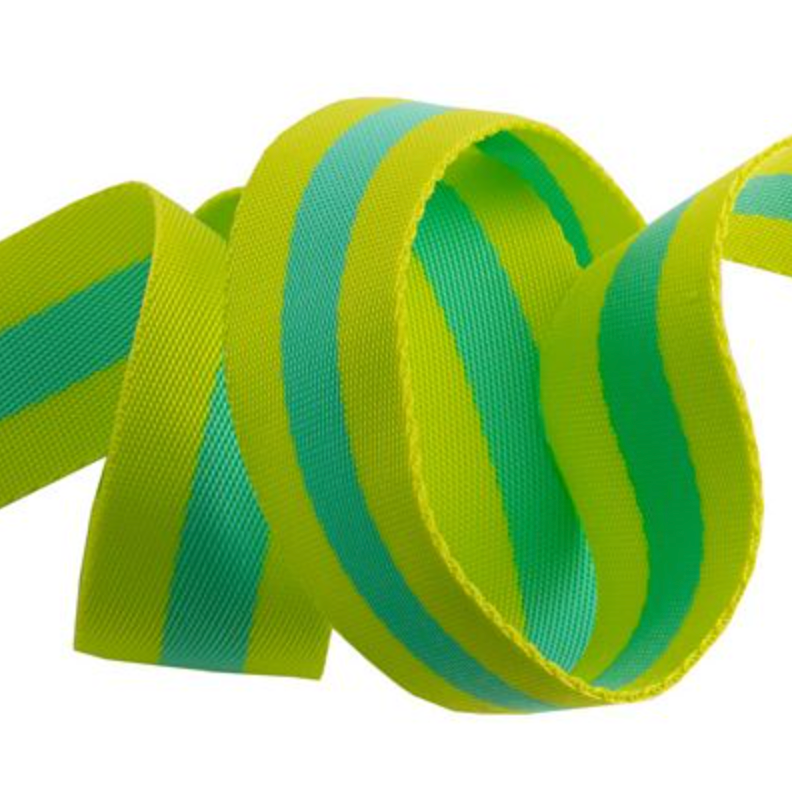Tula Webbing: Lime and Turquoise 1.5 in
