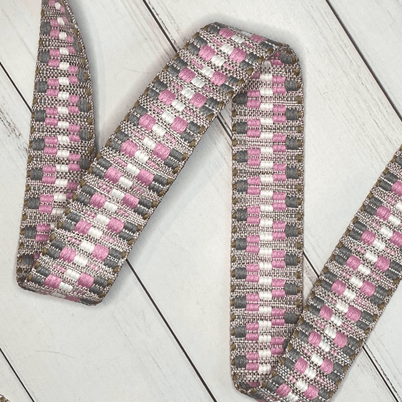 Zig Zag Webbing: Pink, Gray & White