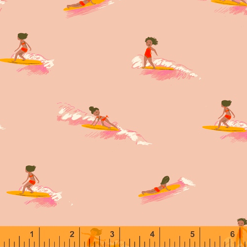 Malibu: Tiny Surfers in Peach
