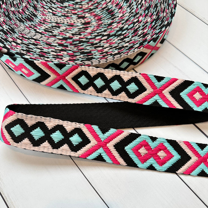 Webbing: XOXO in Pink & Aqua