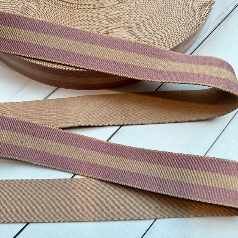 Stripe Webbing: Lavender & Beige