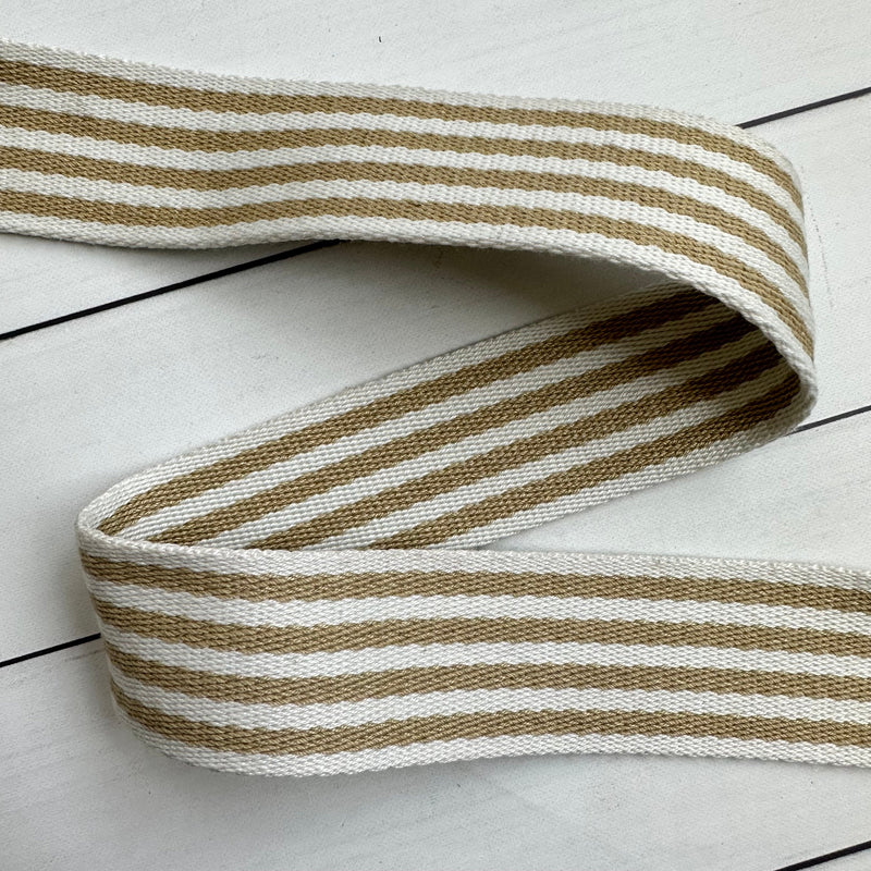 Stripe Webbing: Tan and White Stripe Webbing: Tan and White