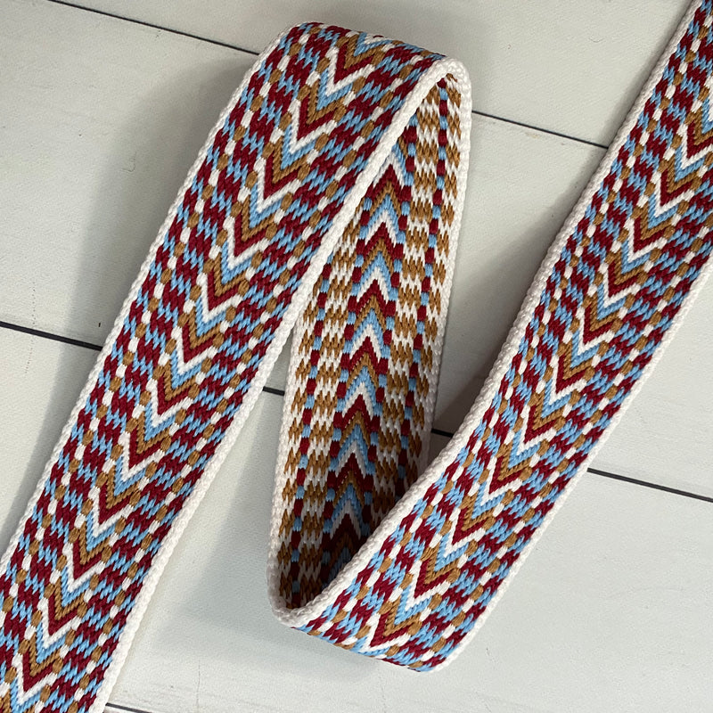 Jacquard Webbing: Baby Blue, Maroon and Gold