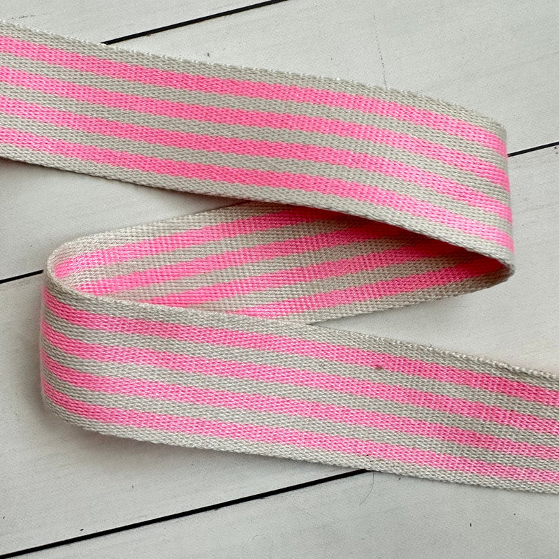 Nine Stripe Webbing: Bright Baby Pink