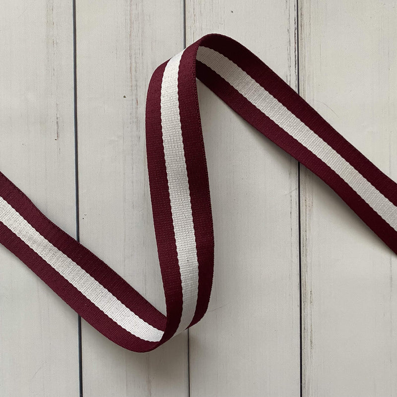 Stripe Webbing: Cranberry and White