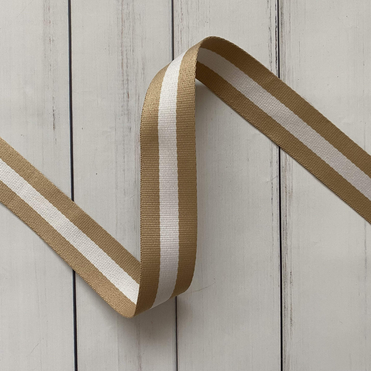 Stripe Webbing: Tan and White Stripe Webbing: Tan and White