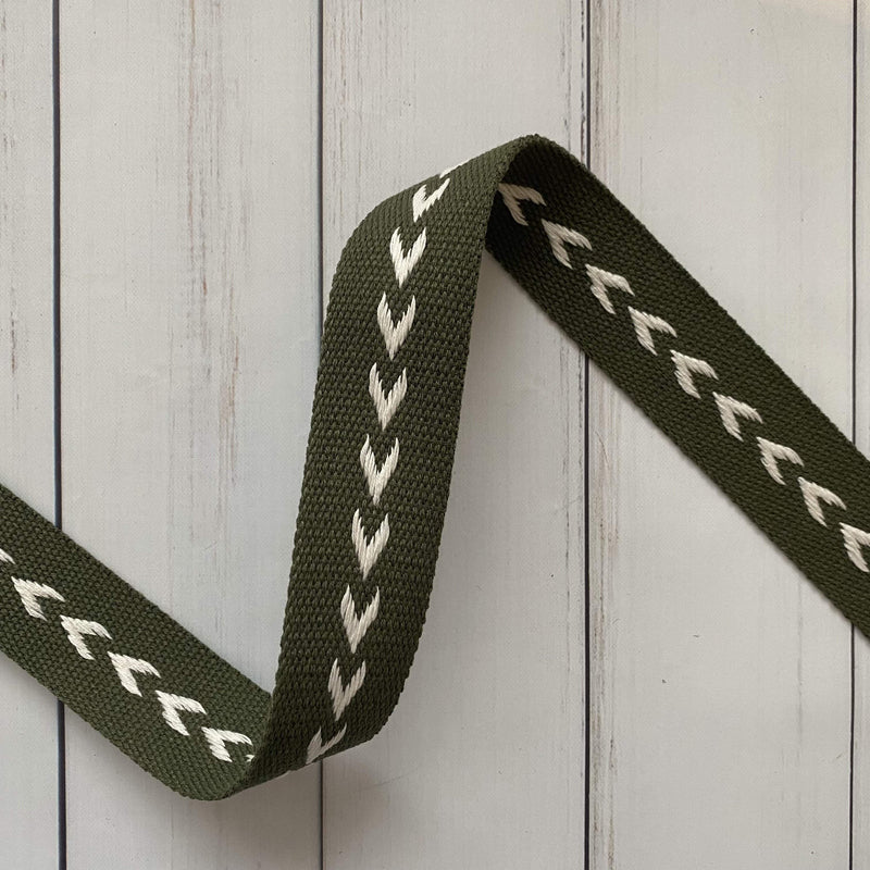 Arrow Webbing: Olive with Cream