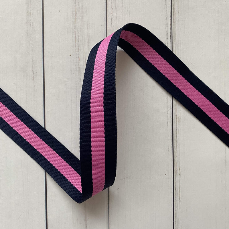 Stripe Webbing: Navy and Bright Pink