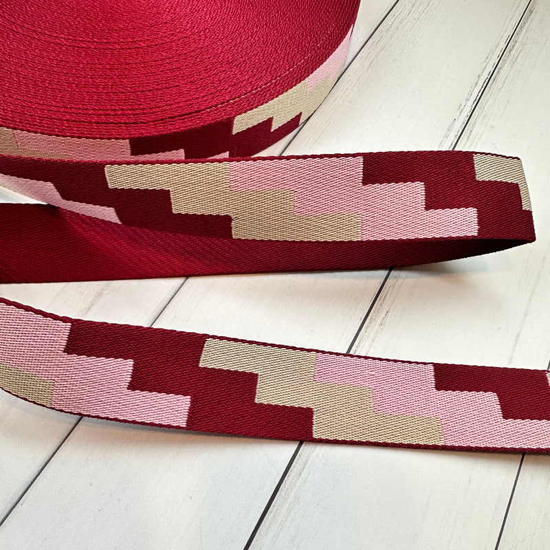 Geometric Webbing: Wine & Pink